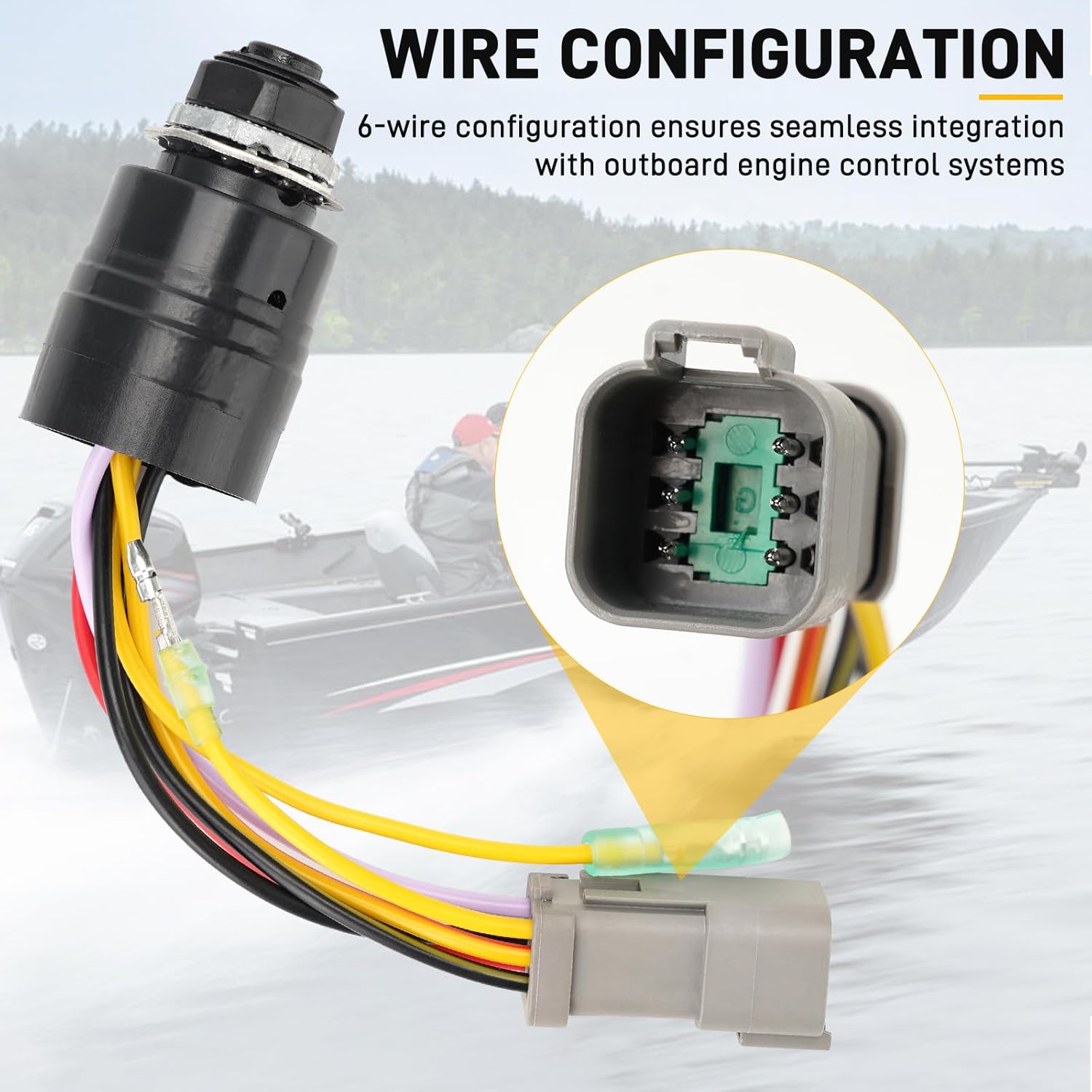 JERBOR 129572 Ignition Switch with Keys Fit for Tracker Boats, Ignition Switch with 2 Keys 3 Position 6 Wire Connectors