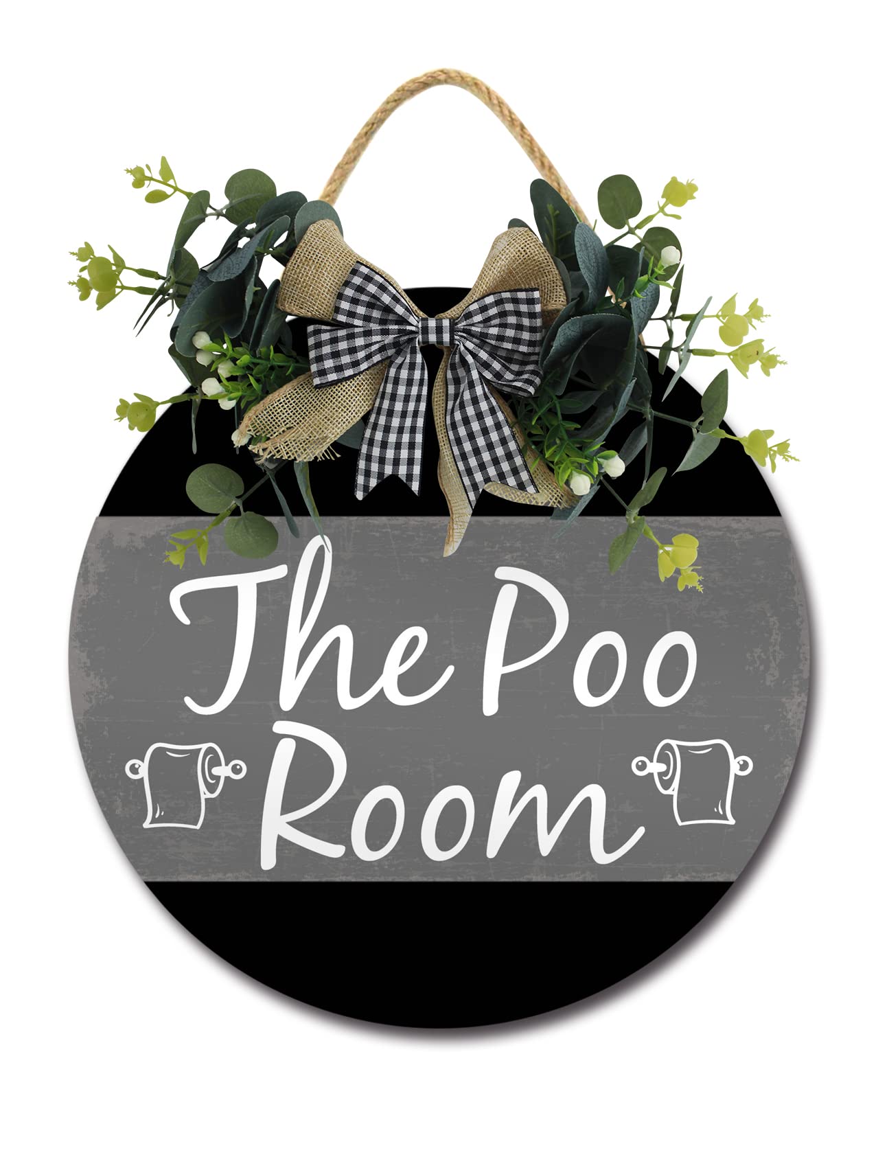 Geroclonup Home Decor Signs The Poo Room Rustic Wooden Wall Art Signs Farmhouse Entryway Signs for Bedroom Living Room Decor, 11 x 11 Inch
