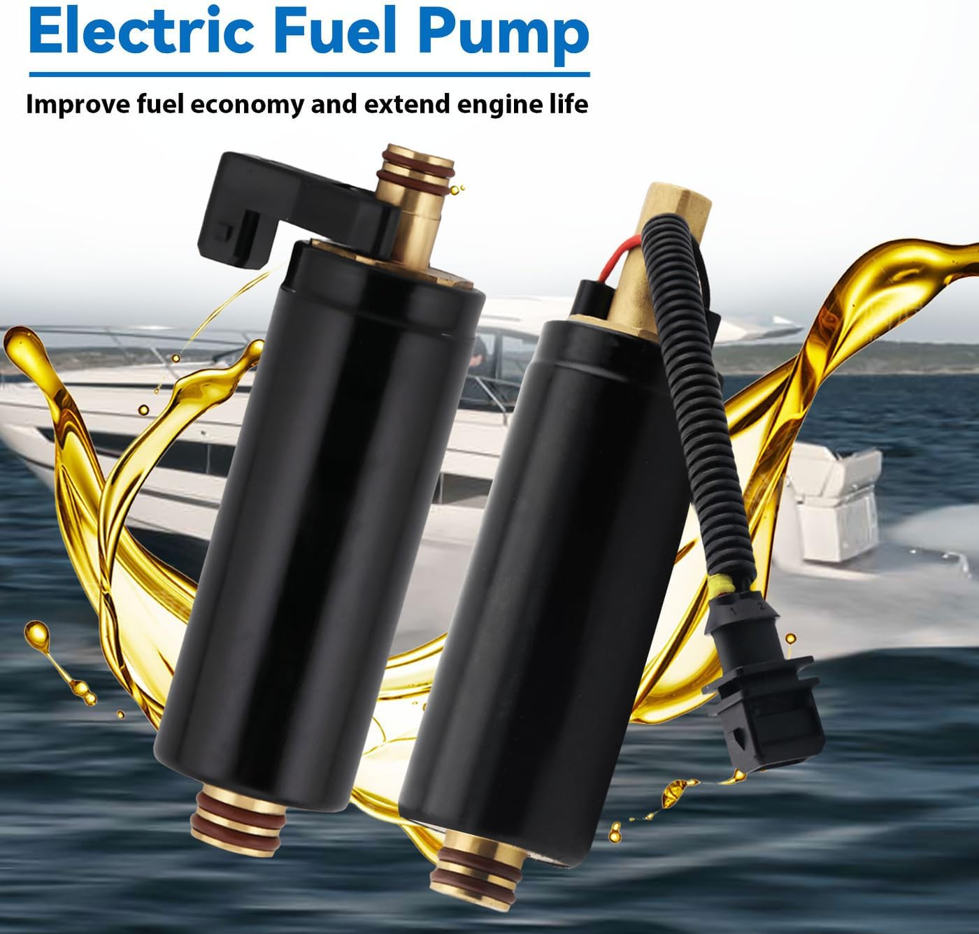Electric Fuel Pump High + Low Pressure Compatible With Volvo Outboard Marine Penta EFI Fuel Injected Engines: 4.3L 5.0L 5.7L 7.4L 8.1L 8.2L GI GXI GSI OSI OSXI, Replaces 3588865 3861355 21608511