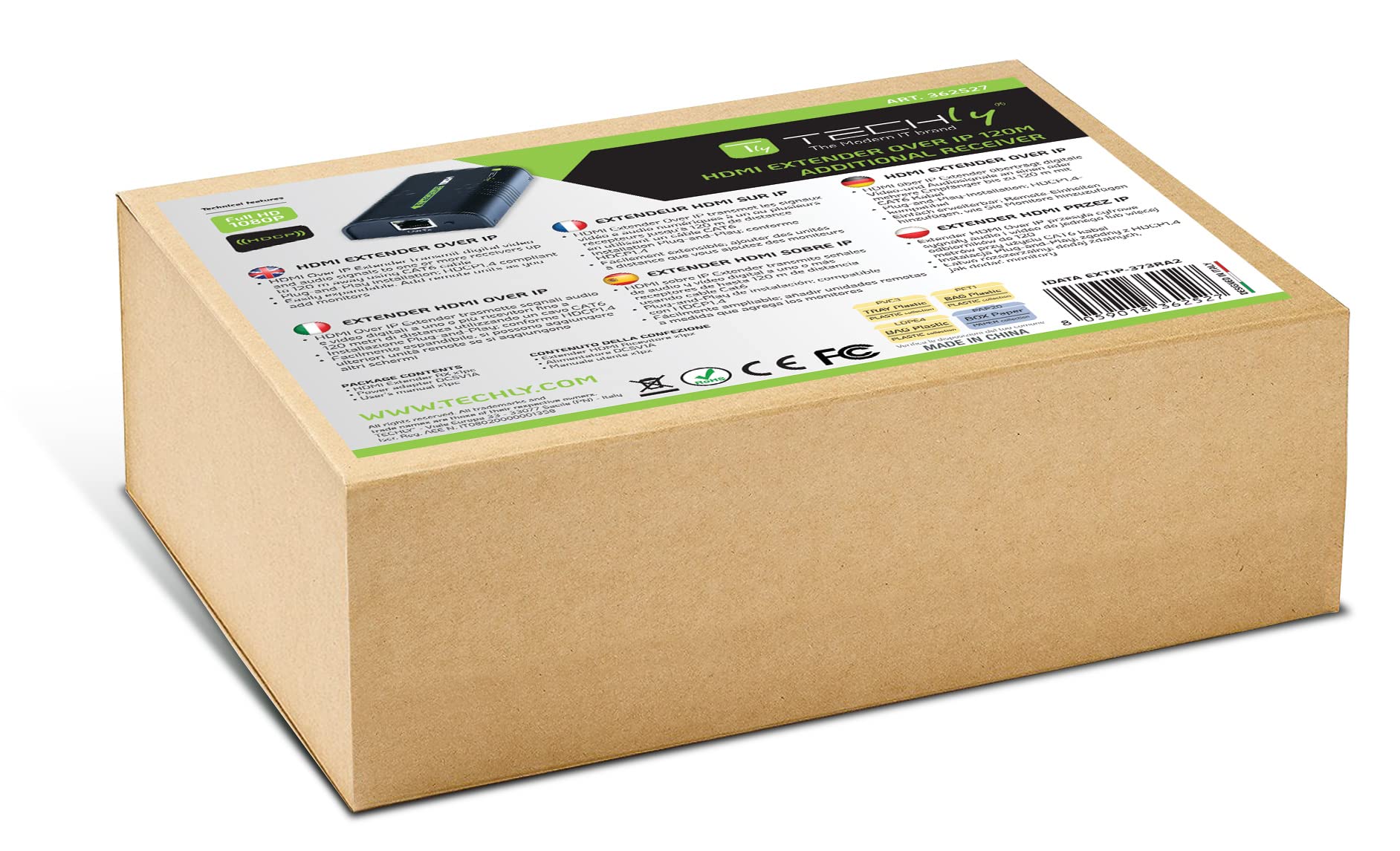 Techly 362527 Ricevitore Aggiuntivo Extender HDMI Plus su Cavo Cat.6 1080p@60Hz Fino a 120m Nero