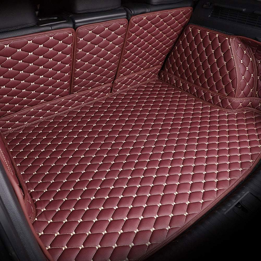 Srtmirjj Winered Full Coverage Car Boot Liner Mat For Jaguar F-Pace 2016-2018, Rear Trunk Protector Mats Leather Waterproof Carpets Cargo Storage Tray,