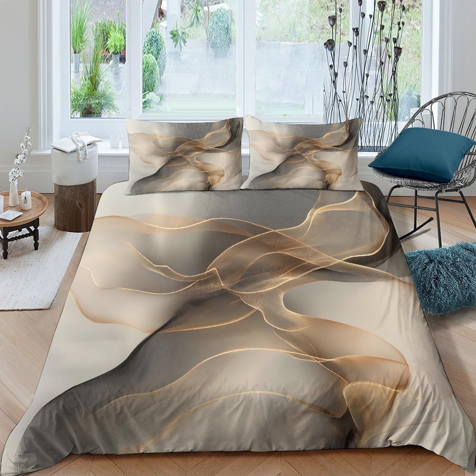 Ctjqhvkz Style-5 3D Printed Sand Marble Fitted Sheet Microfiber Soft Bedroom Mattress Cover Decor For All Age Groups Single（135X200cm）
