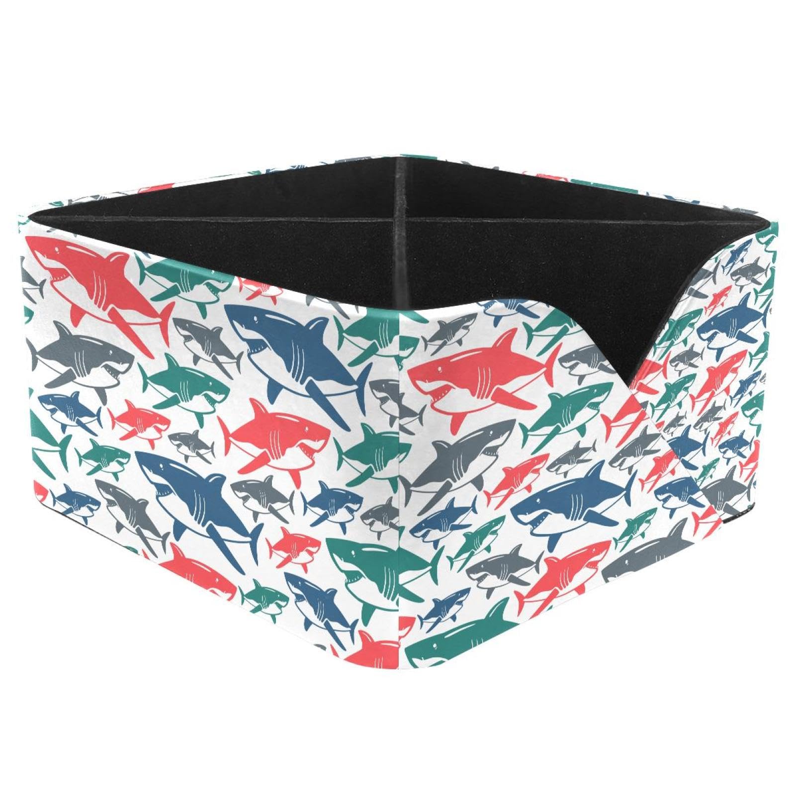 KengjuTesu Colorful Underwater Life Shark Pattern Desktop Organizer Pen Holder, Rectangular Pencil Cup for Office, Study and Makeup Stations