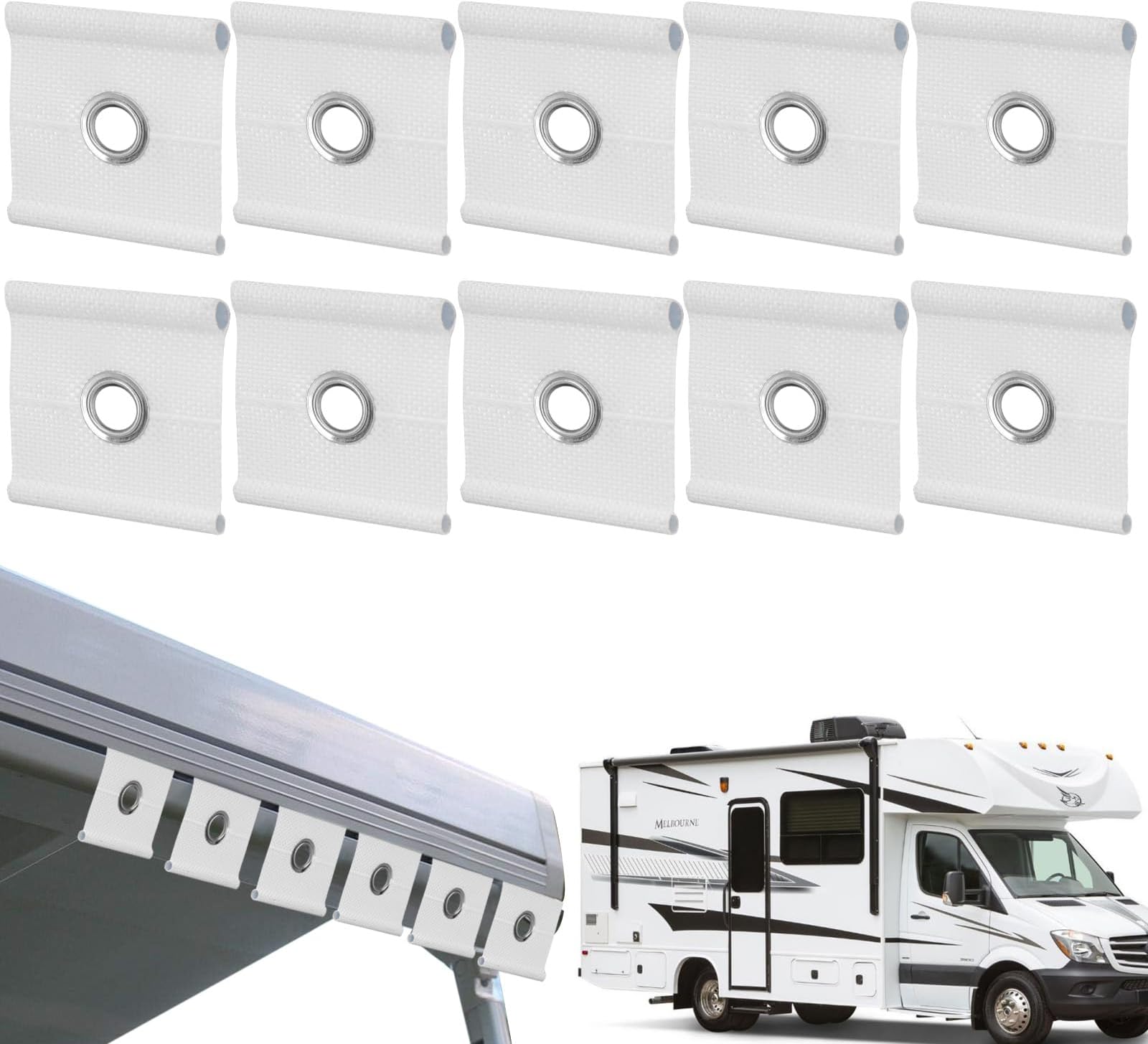 10Pcs Awning Piping Eyelets, Universal Rail Piping Strip, Heavy Duty ...