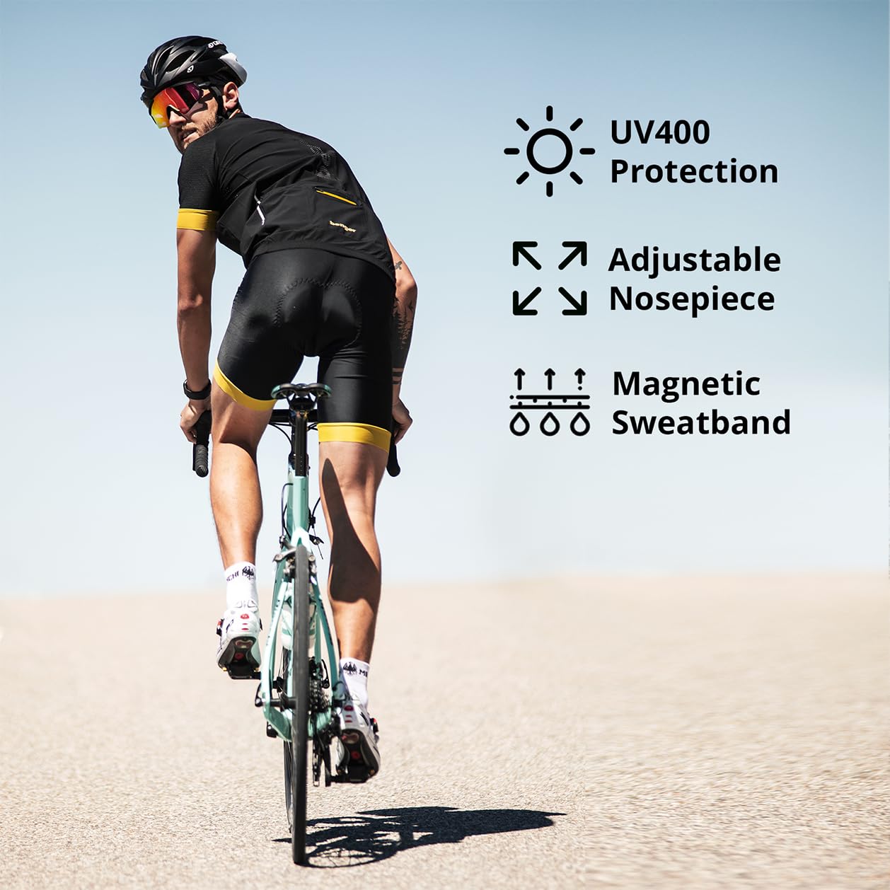 NAKED Optics FALCON - Occhiali sportivi per uomo e donna, occhiali da sole sportivi con protezione UV, fascia magnetica e lenti intercambiabili