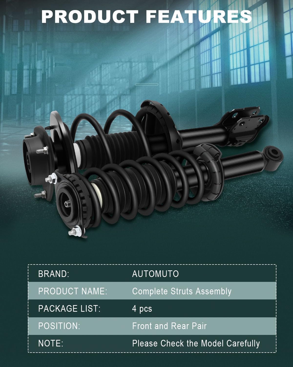Unity Automotive Front & Rear Complete Strut Assembly Kit Fits 2005 2009 Hyundai Tucson 4 11743 15511 001