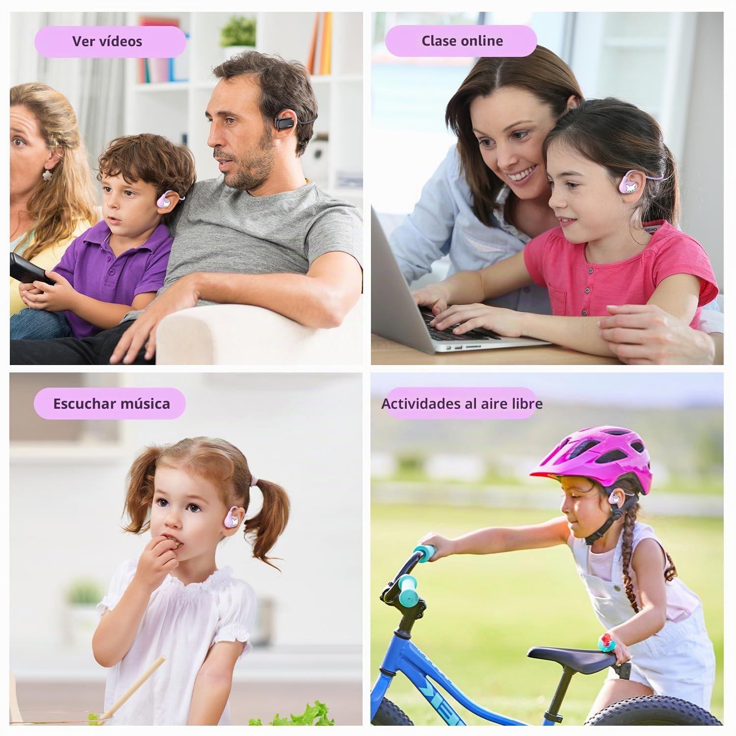 Auriculares para niños, LK15 Auriculares Bluetooth de oreja abierta con conducción de aire, ultraligeros, limitación de volumen de 85 dB, auriculares inalámbricos para niños, adolescentes, niños