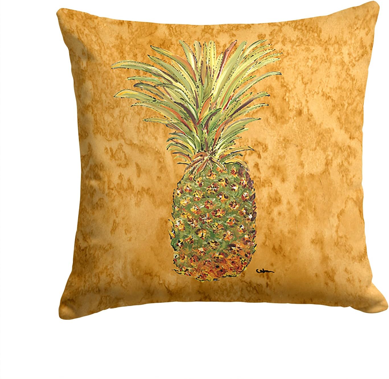Caroline's Treasures 8654PW1414 Pineapple Fabric Decorative Pillow Machine Washable, Indoor Outdoor Decorative Pillow for Couch, Bed or Patio, 14Hx14W
