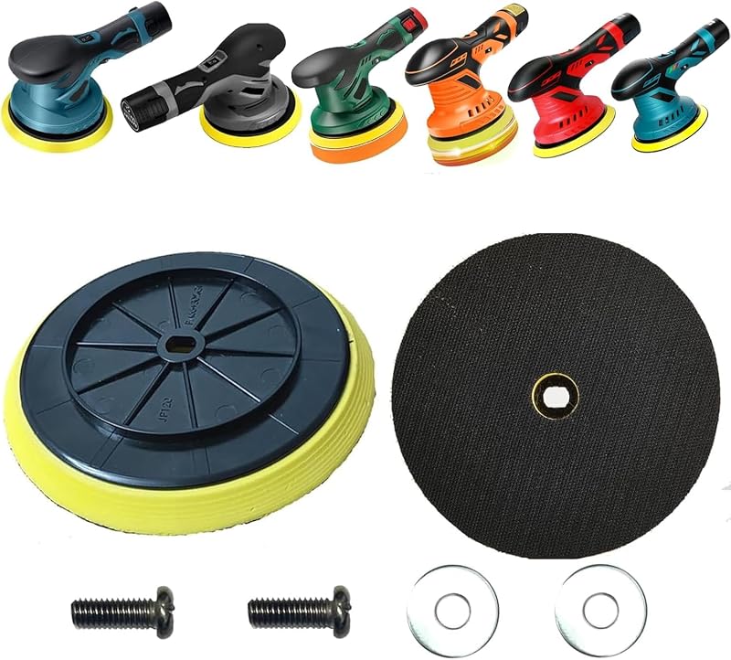 Kit com 2 Pratos de Apoio de 15 cm para Politriz e Boina Hook-and-Loop Feenynic ZYL-2-S-PAD