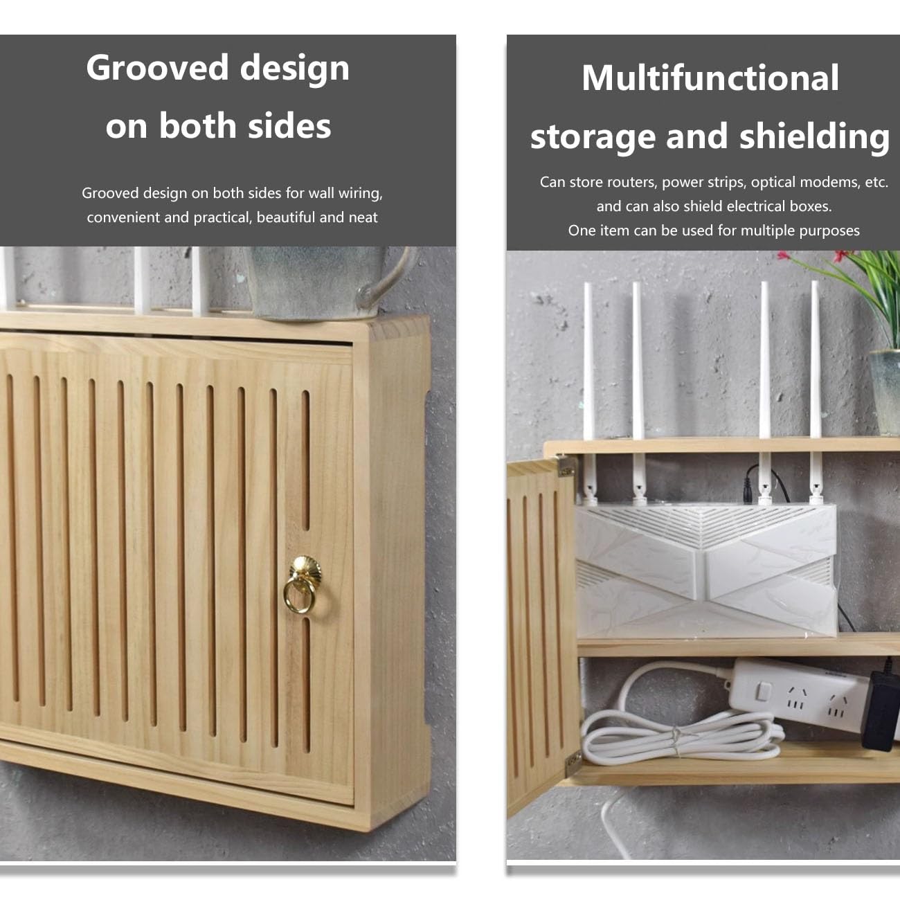 Générique Étagère de Rangement Murale élégante pour routeur et boîtier Wi-FI - Solution de Gestion des câbles pour la Maison et Le Bureau, 50 x 9 x 42 cm, Design épuré et Moderne.