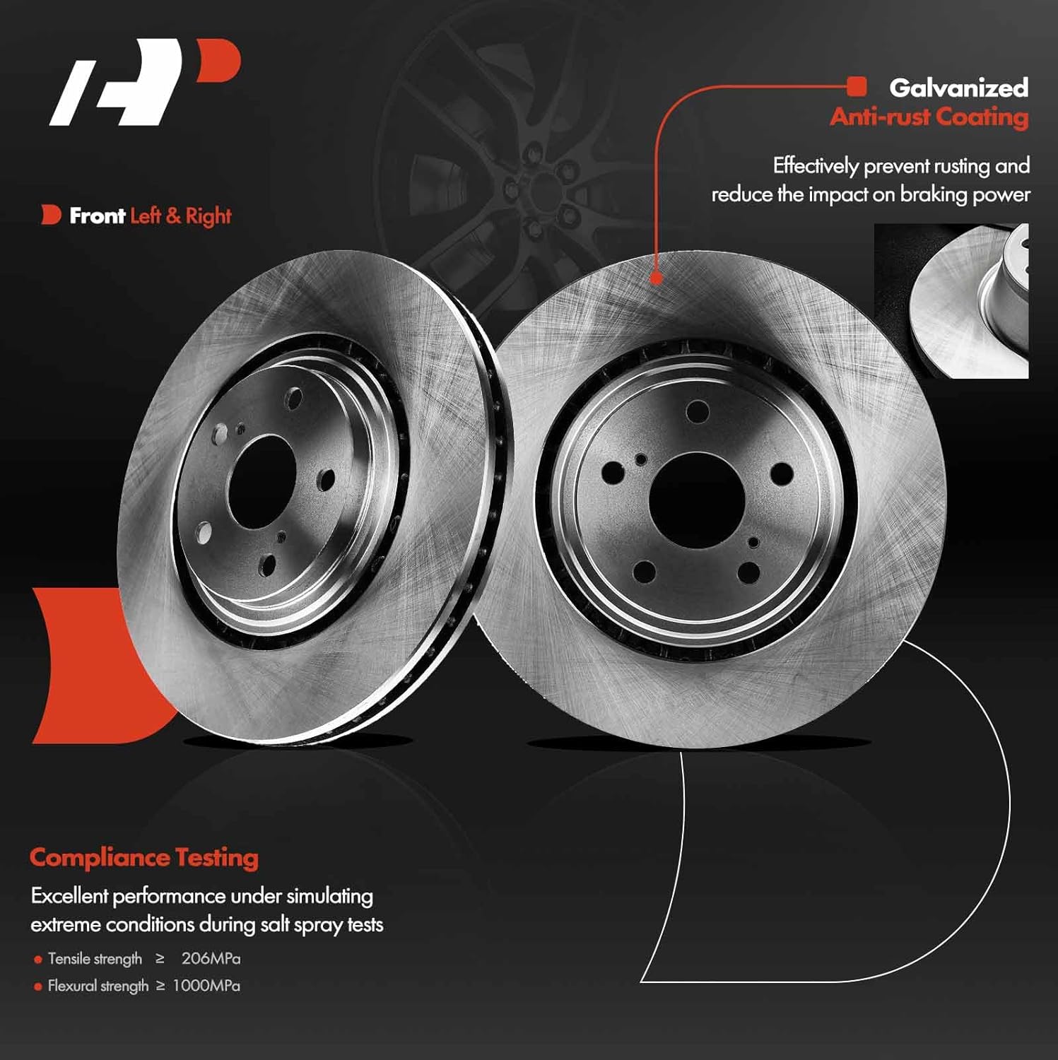 A-Premium 12.91 inch (328mm) Front Vented Disc Brake Rotors Compatible with Select Toyota and Lexus Models - Highlander 2008-2019, Sienna 2011-2020, NX200T 2015-2017, NX300, NX300H, RX350, RX450H