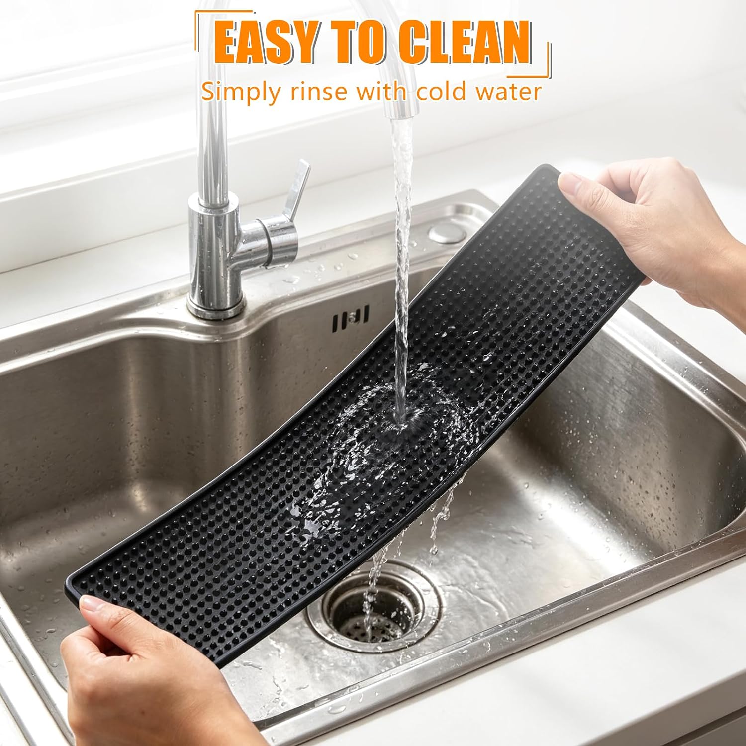 Ninsula 3 Pack Bar Mat, 17.5" x 3.5" Long PVC Bar Rail Mat, Non-Slip Spill Proof Mat, Rubber Dish Drying Mat for Coffee Bar, Bartending, Home Kitchen & Restaurant