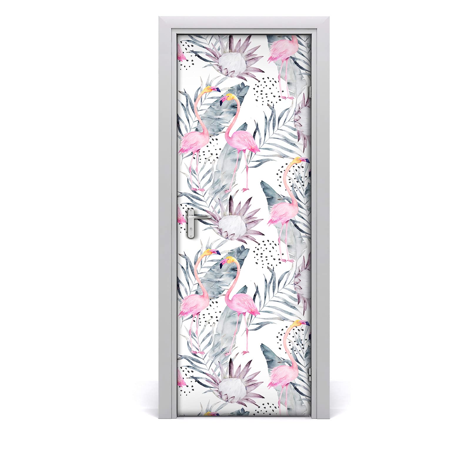 Decoración de interiores tropical con vinilo autoadhesivo para puertas de dormitorios
