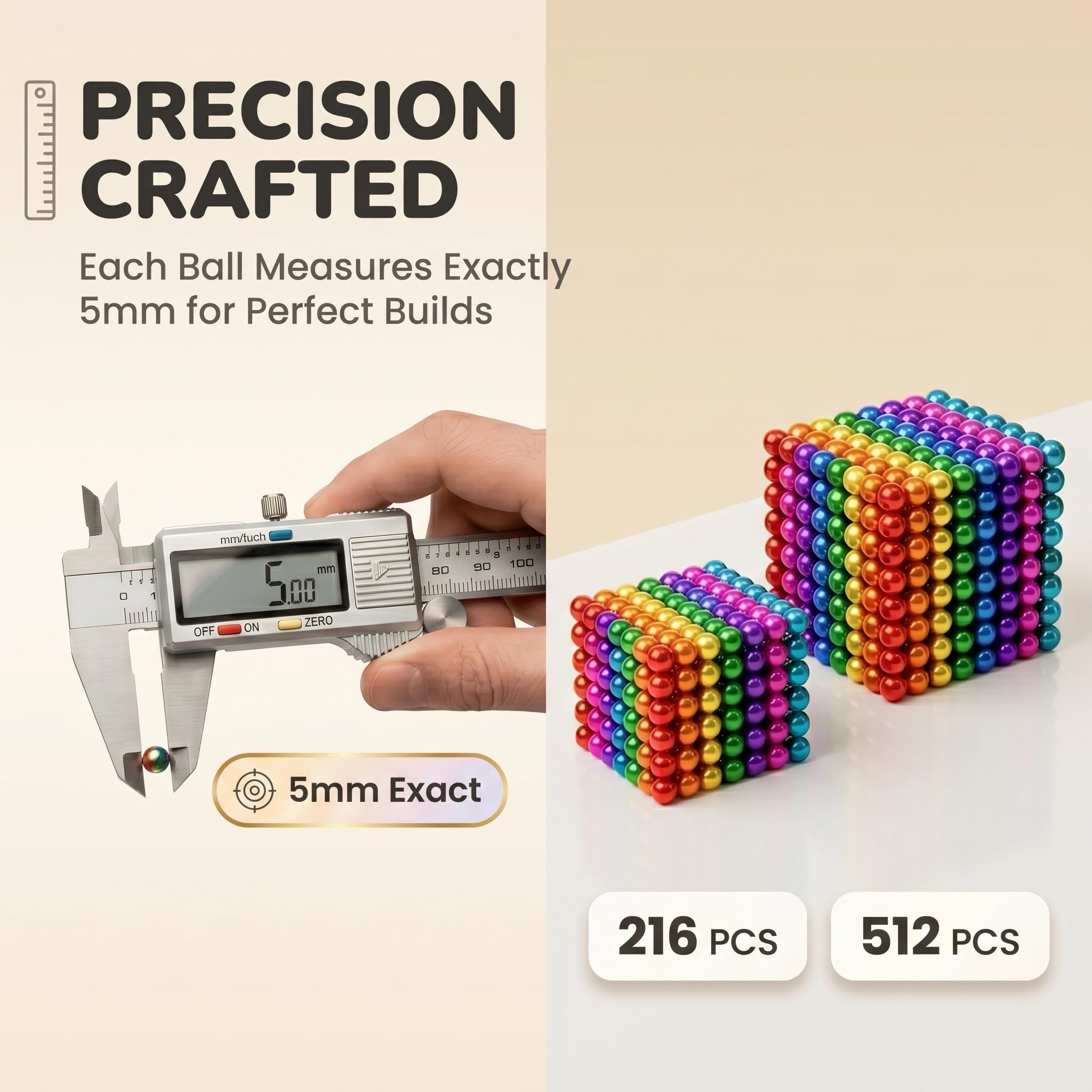 Juego de bolas coloridas de 5 mm (216/512/1000 piezas), juguete interactivo de construcción de montaje 3D para adultos, dispositivo creativo de escritorio y rompecabezas antiestrés, regalos para - 4