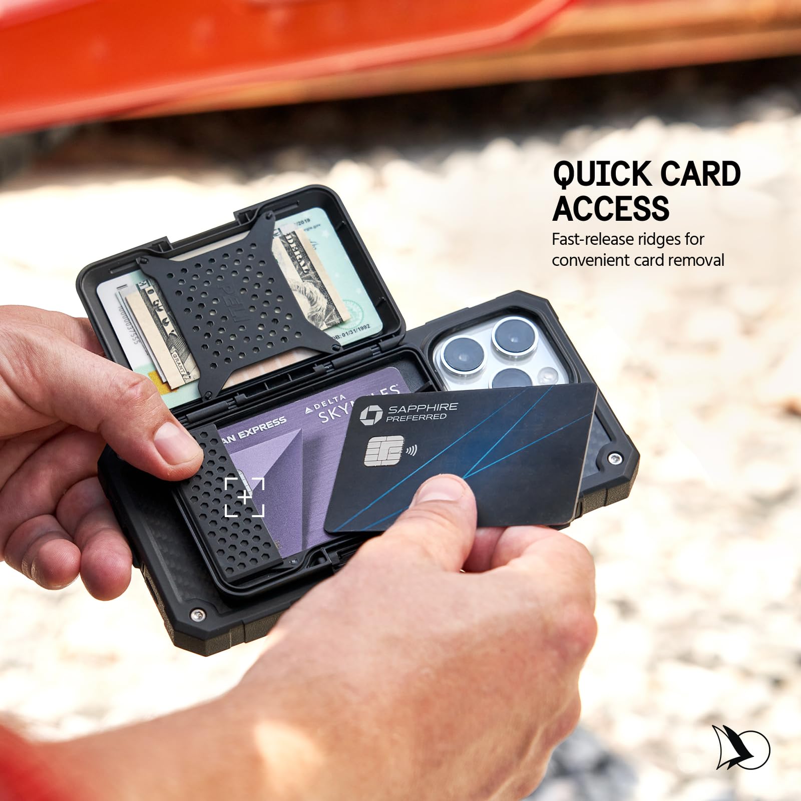 Peli Magnetische Brieftasche für iPhone [Kartenhalter] [RFID-Blockierung] Heavy Duty MIL-STD Snap-on MagSafe Wallet - Abnehmbare harte magnetische Handy-Brieftasche für iPhone 16 Pro Max/15 Pro Max/14
