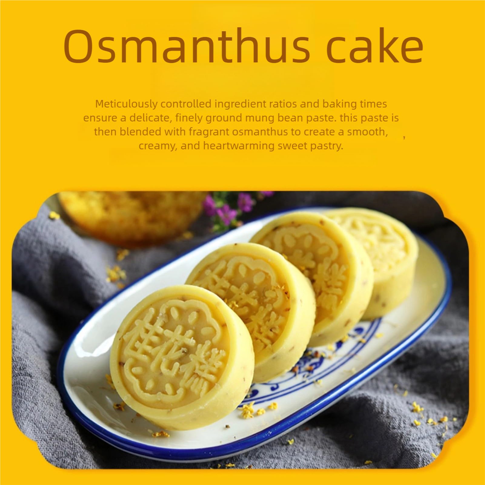 Lunaeturn Gâteau à la Fleur d’Osmanthus– 30g*6 Pièces | Douceur Chinoise Traditionnelle Texture Moelleuse et Saveur Florale Délicate | Idéal pour le Thé ou comme Dessert