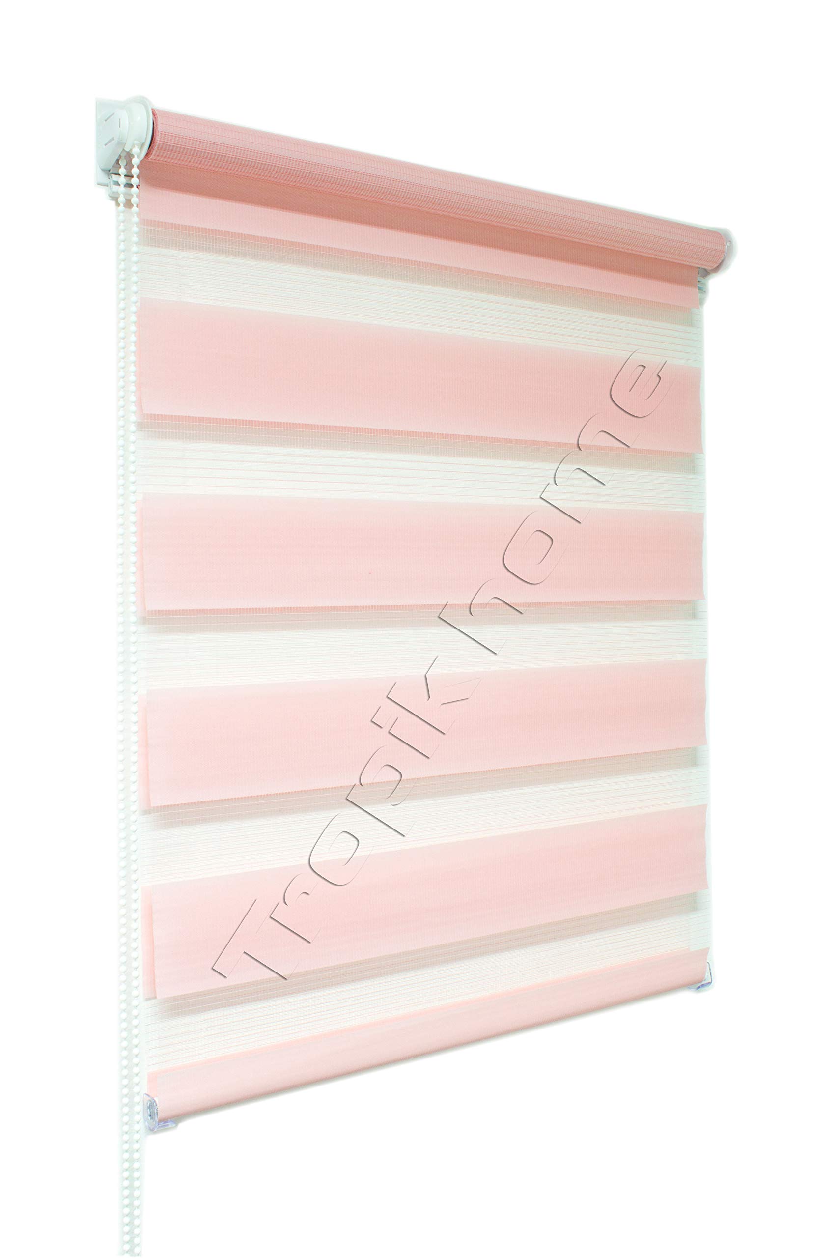 Pink Day and Night Zebra/Vision Window Roller Blind, Choice of 16 Width Sizes 48.5cm overall width x 150cm drop