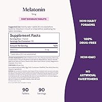 Vista 6 de Natrol Melatonina de disolución rápida de 5 mg, suplementos de melatonina para un sueño reparador, apoyo para el sueño para adultos, 90 tabletas