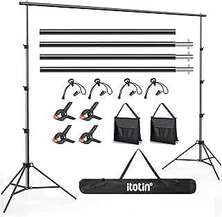 Photo Backdrop Stand, 10x9ft(WxH) Adjustable Photography Backdrop Stand, Aluminum Alloy Studio Photo Background Stand Support System for Party, Wedding, Photography, Advertising Display