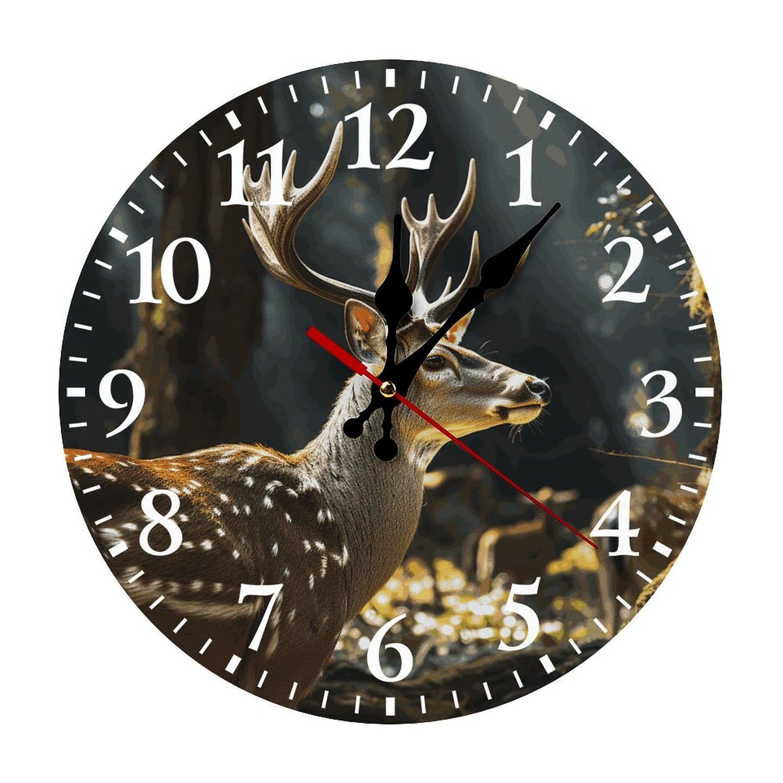 NTVOWPZO 10 Inch Wall Clock Deer in Wild Battery Operated Wall Clocks Silent Non-Ticking Round Wall Clock for Living Room Kitchen Home Office Wall Decorative Clock