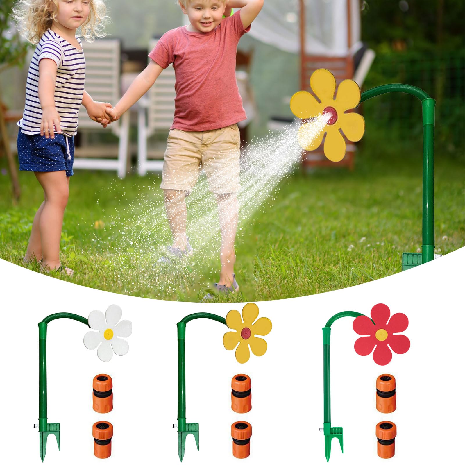 Crazy Daisy Sprinkler - Sprinkler a margherite danza, irrigatore rotante a 360° con fattore di divertimento per giardino, sistema di irrigazione per prato da giardino, fiori d'acqua per giardino e