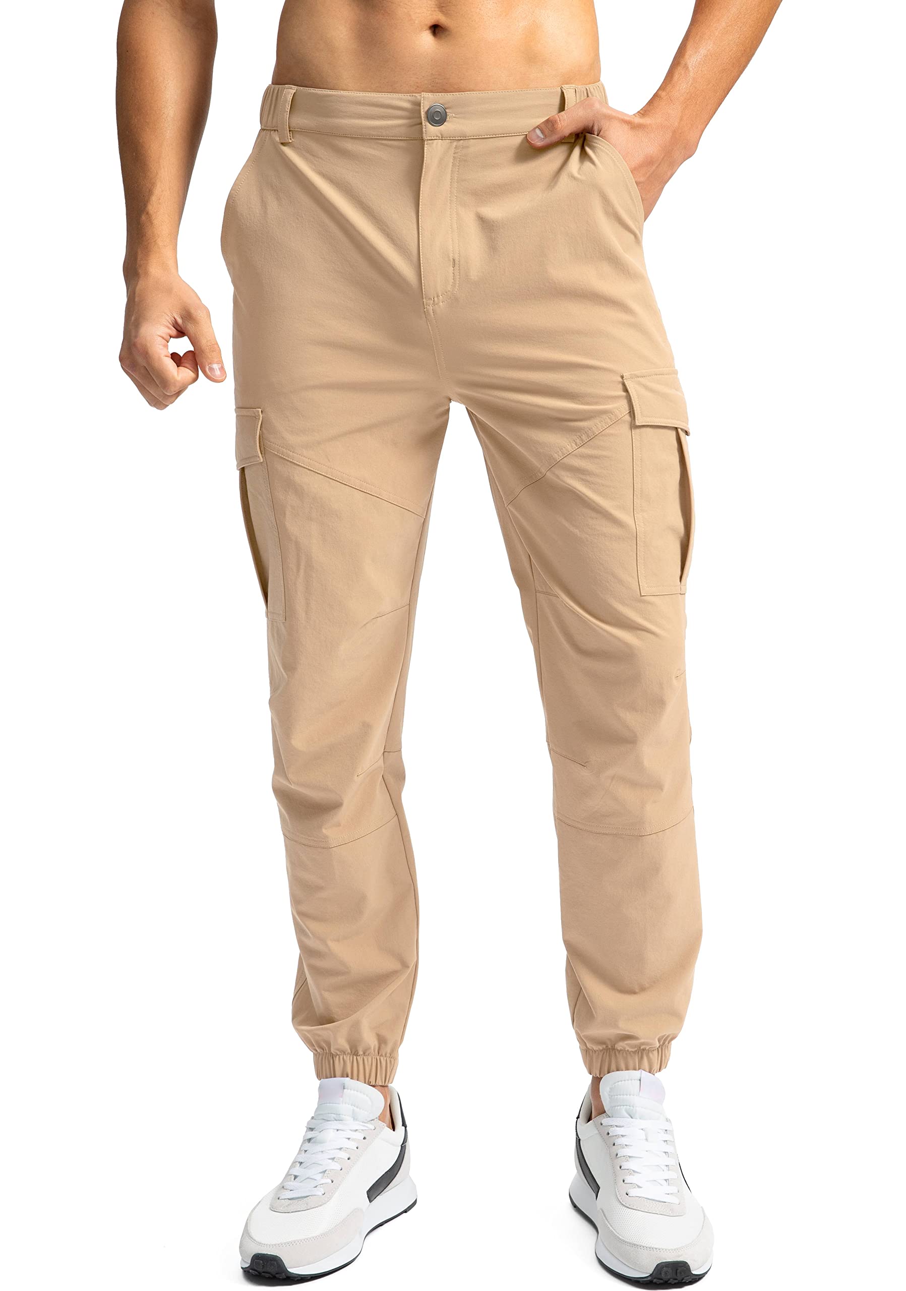 Pinkbomb Men's Hiking Cargo Pants with 7 Pockets Slim Fit Stretch Joggers Golf Cargo Work Pants for Men