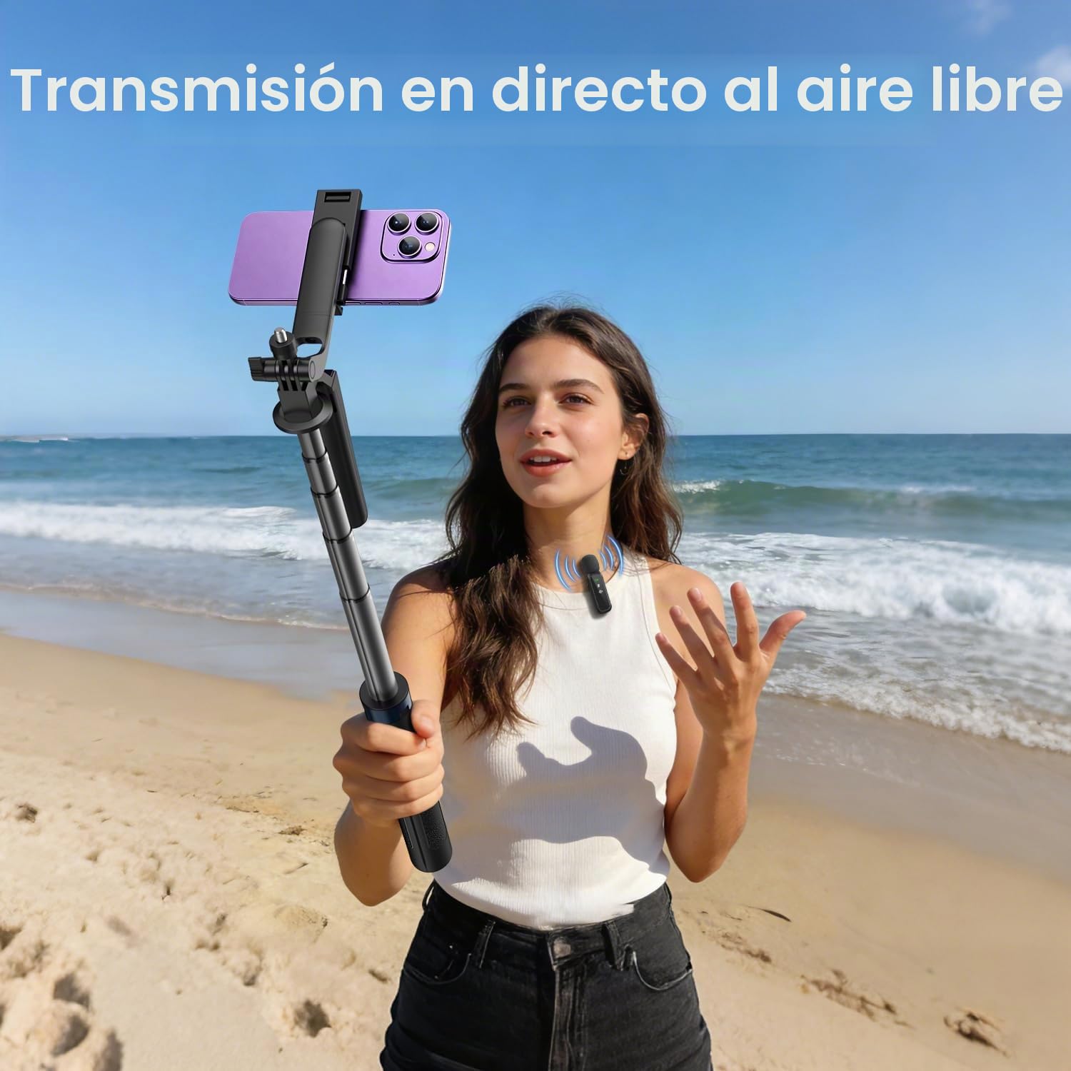 yAyusi Kit Vlogging para iPhone/Android, Palo Selfie de 180cm Trípode con Luz de Relleno, Control Remoto y Micrófono, Kit Esencial para Creadores de TikTok/Youtube/Contenido