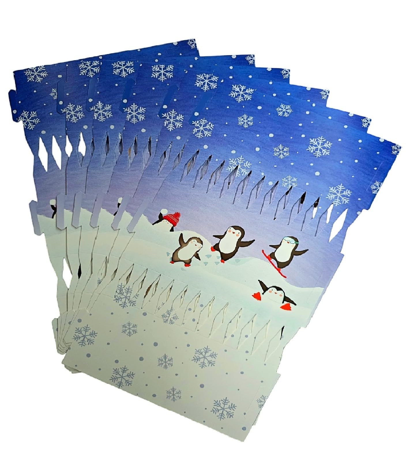 Quickdraw Make & Fill Your Own Christmas Cracker Kit – Pack of 6 Christmas Crackers with Hats, Jokes & Ribbons – DIY Arts & Crafts Activity – 35cm Long – Add Your Own Gifts (Penguins)