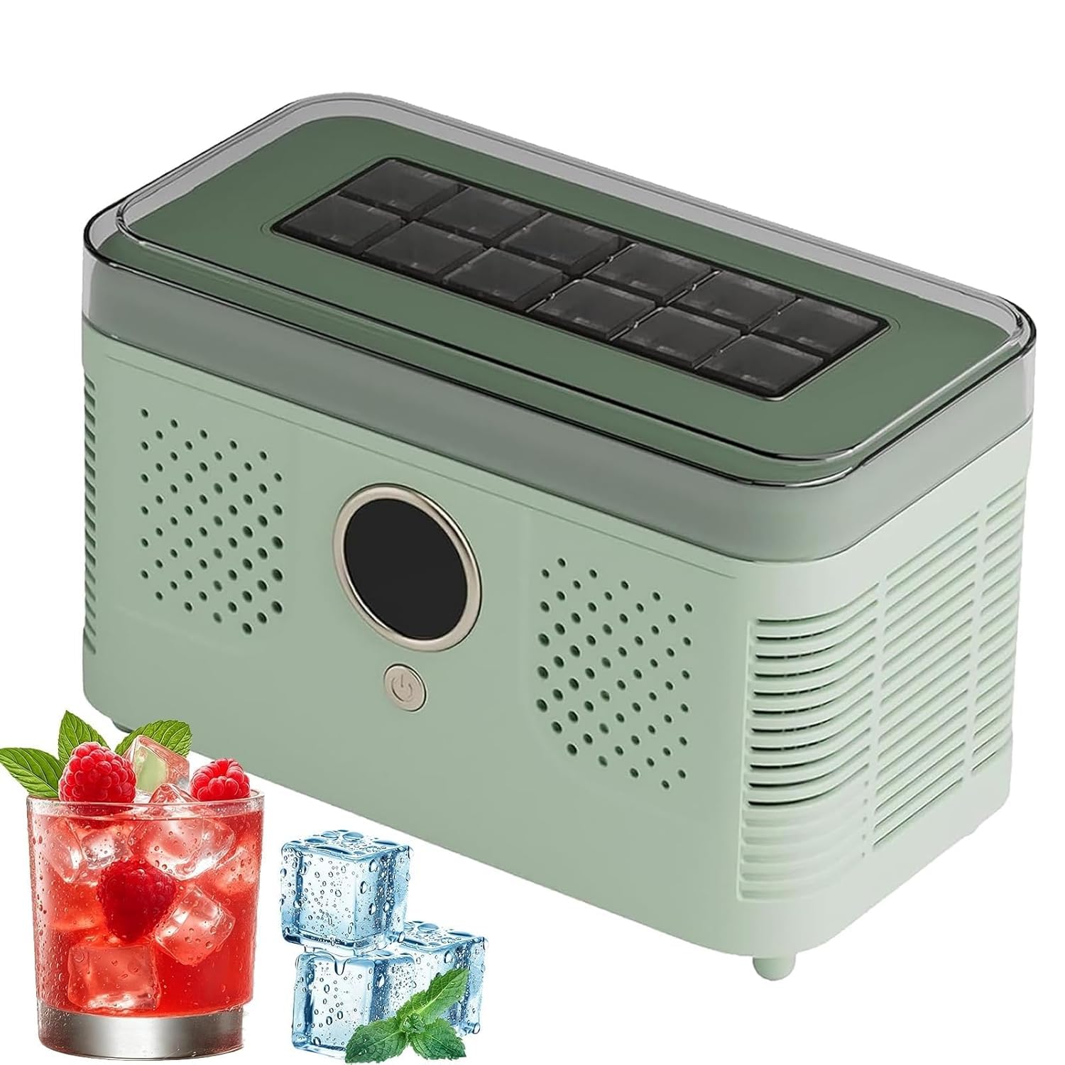 Fabricante de Hielo portátil, 12 Cubos en 15 Minutos, Enchufe Dual del Coche de la energía 12V, máquina silenciosa del Cubo de la encimera para el Viaje de la Oficina en casa RV, Tapa extraíble fácil