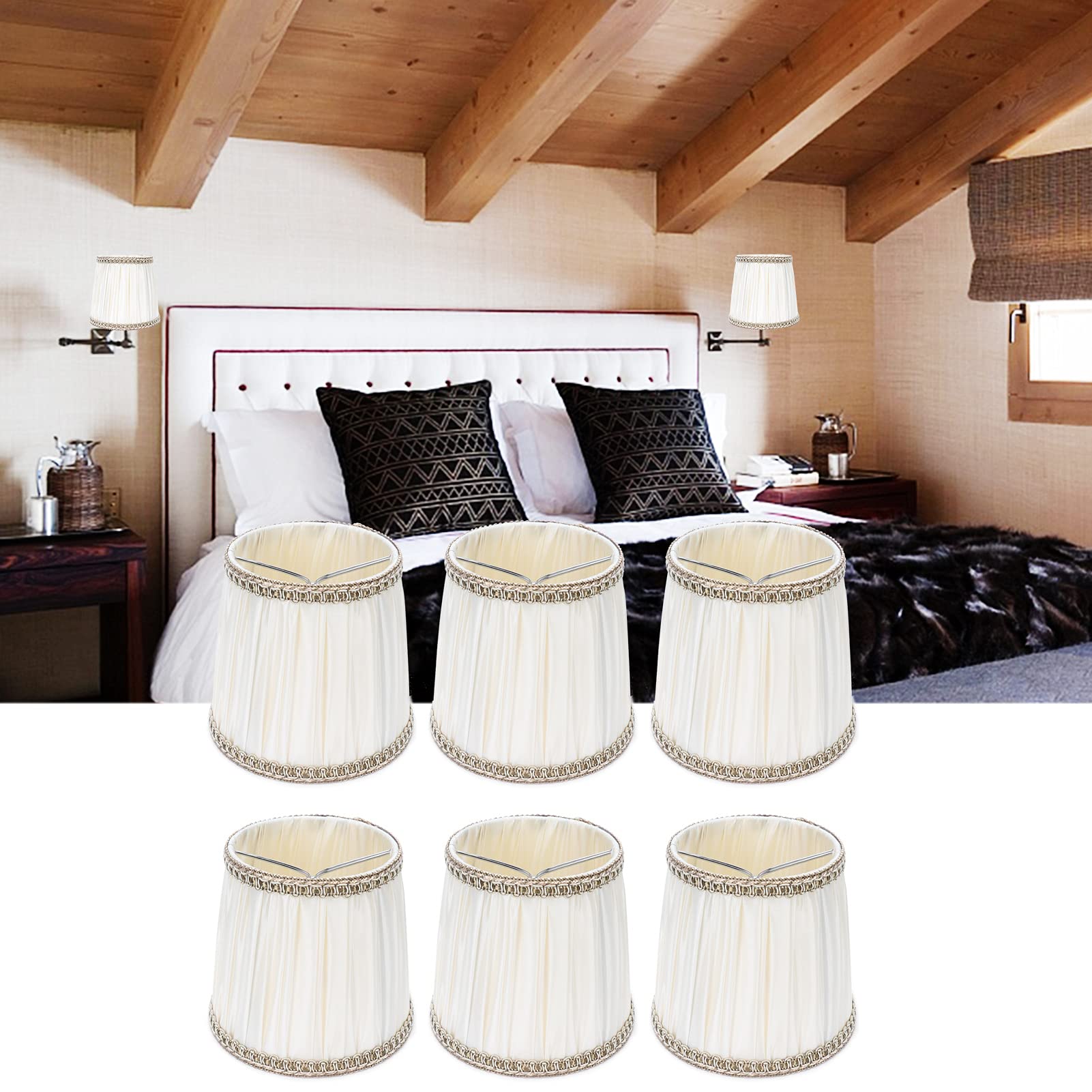 Lot De 6 Petits Abat-jour à Clipser Noirs (Ø12.2 Cm) : Pour Ampoules E14 (bougies) - Relookez Vos Lampes Et Lustres !