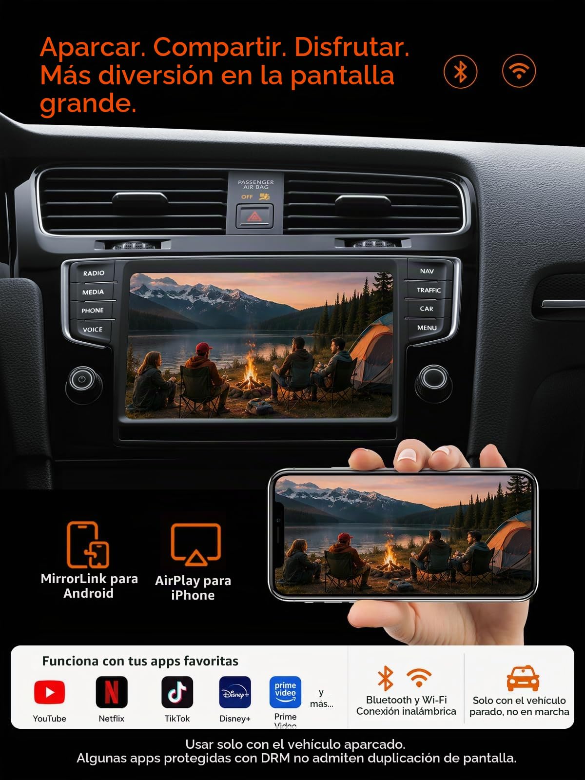 Spedal Adaptador Inalámbrico CarPlay 4 en 1 para AirPlay, MirrorLink