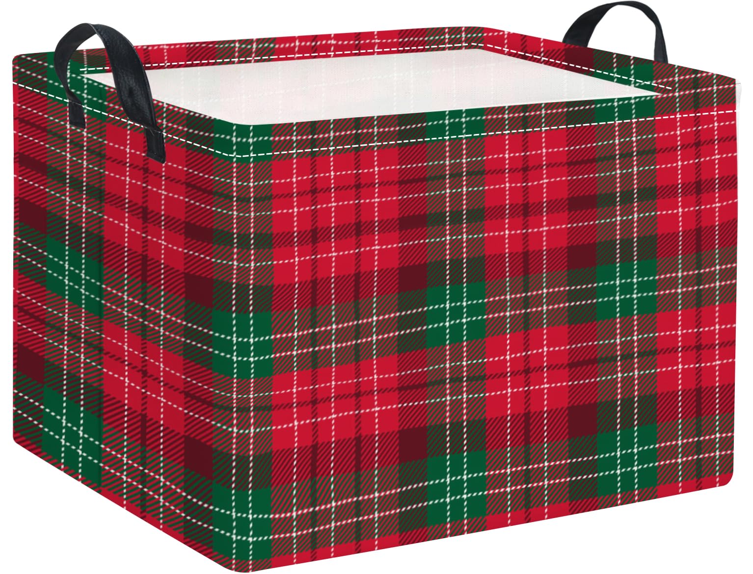 Rectangular Christmas Basket Cute Baby Storage Bin Organizer Box Christmas Room Decor for Christmas Parties(Checkered)
