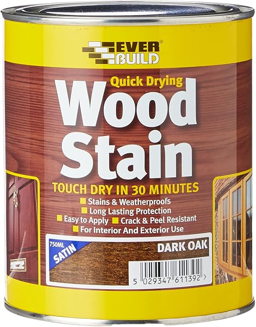 Everbuild EVBWSDO750 Quick Drying Wood Stain, Dark Oak, 750 ml