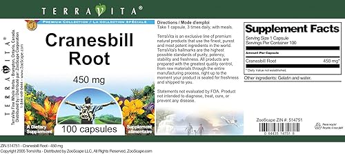 Miniatura 3 de Raíz de Cranesbill - 450 mg (100 Cápsulas, ZIN 514751)