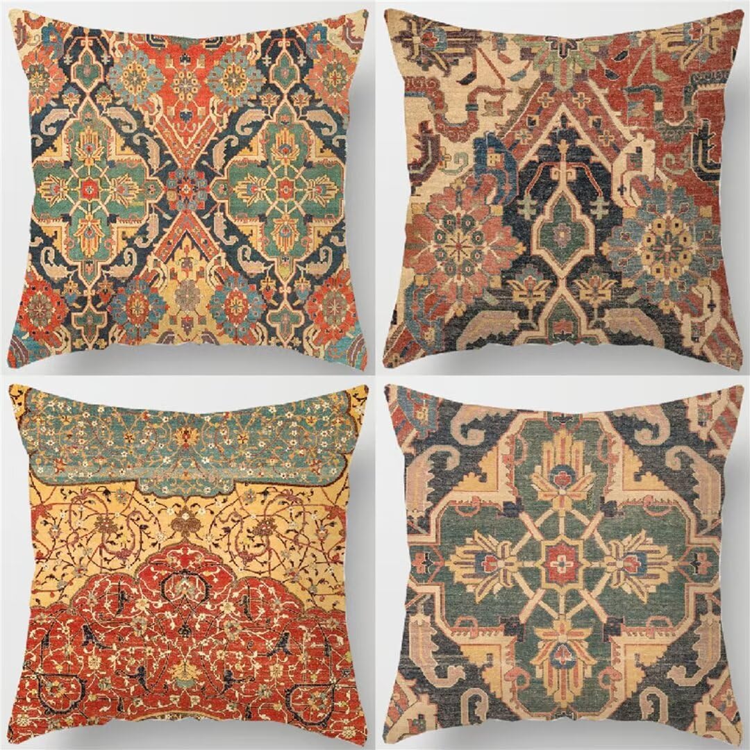 Carpet Cushion Covers 70 x 70cm Sofa Cushions Set of 4 Mandala Cushions Covers 28x28inch Super Soft Throw Pillow Cover with Invisible Zipper Decorative Pillows for Living room Bedroom Home Decor R308