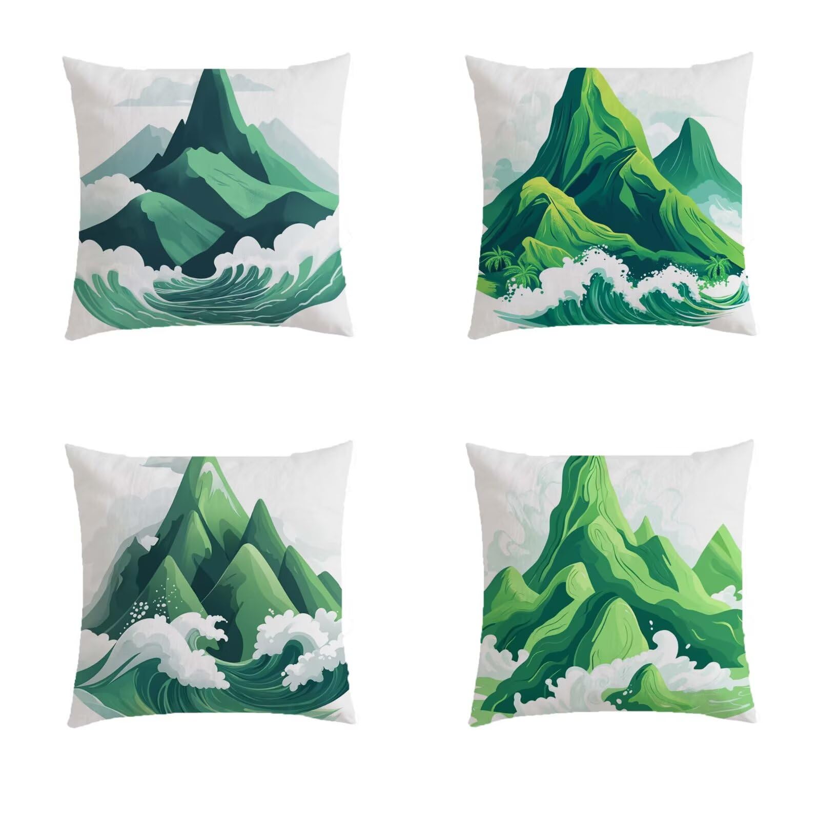 Housse de coussin vert effet lin 80x80cm pour décoration haut de gamme