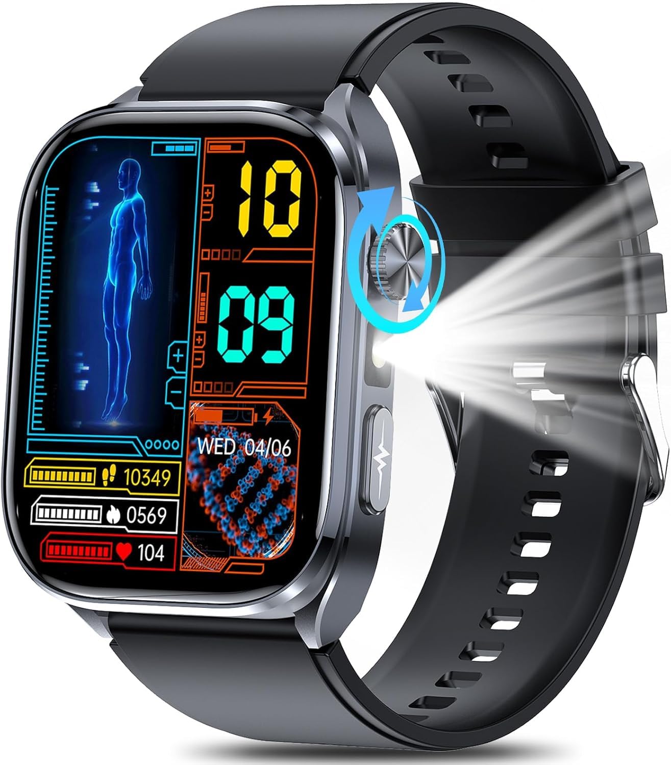 2026 AI GPT Smartwatch ECG uomo donna 2"Orologio con Q&A Assistente AI | Pressione Sanguigna,HRV,SpO2,Sonno,Cardiofrequenzimetro,BMI,IP68+Drenaggio Acqua,150+Sportive,Torcia,Telefono,SOS,per anziano
