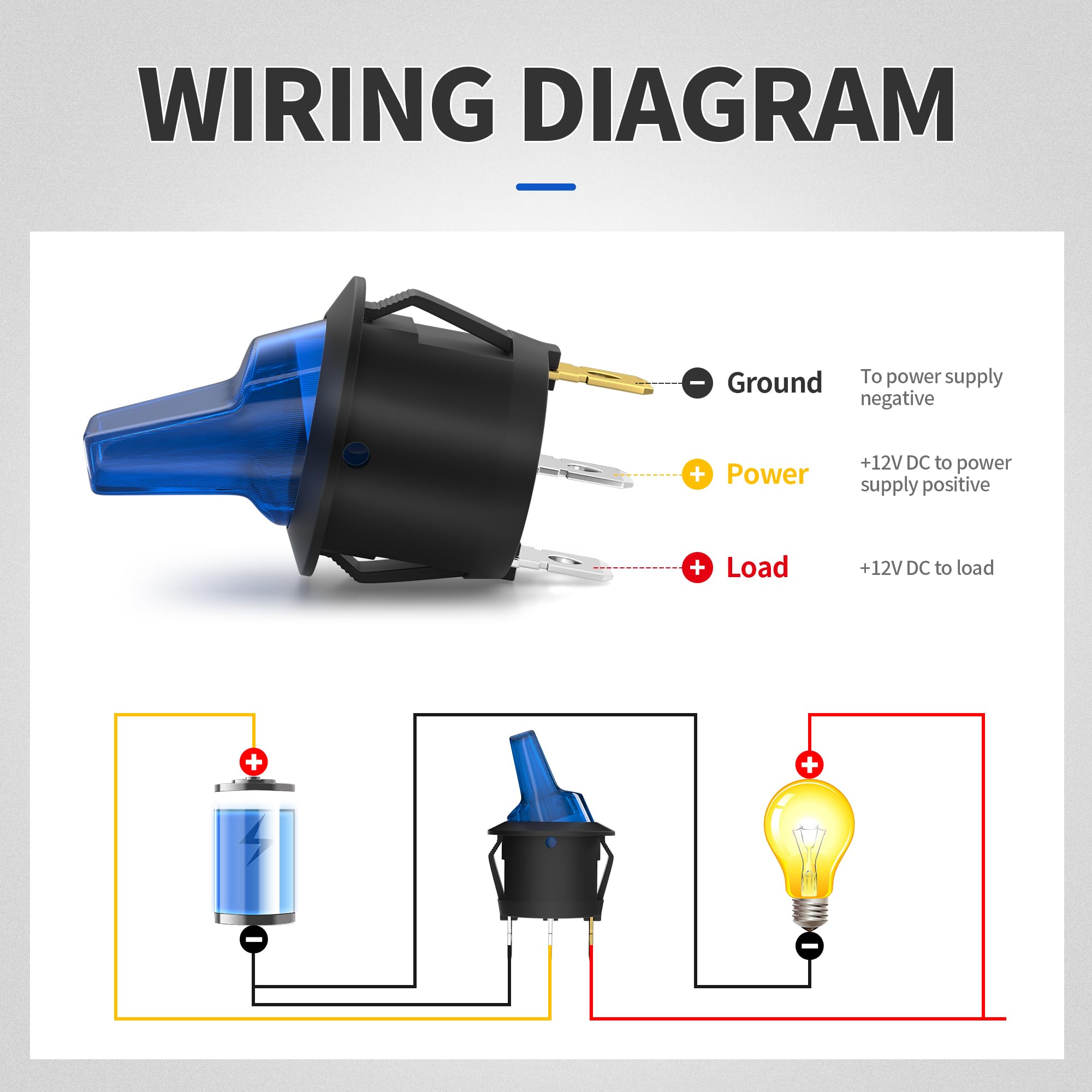 Snapklik.com : DaierTek Lighted Rocker Toggle Switch UL Listed 12V 20A ...