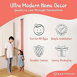 Growscroll Modern Kids Growth Chart for Wall - Unique Height Chart for Boys & Girls - Handcrafted Using Canvas & Hard Types of Wood - Makes A Great Collectible Or Family Heirloom - Coral