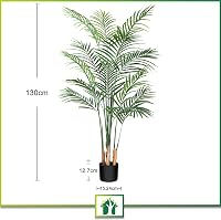 CROSOFMI Műpálmafa Cserépben 130 cm - Élethű Műnövény Dekoráció Nappaliba, Irodába, Hálószobába, Erkélyre - Könnyű Poliészter 7