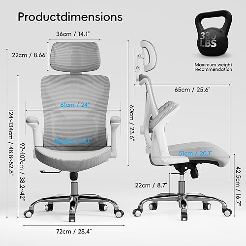 Miniatura 3 de Silla ergonómica de oficina, silla de computadora en forma de X, de malla de piel sintética con soporte lumbar ajustable, silla de escritorio