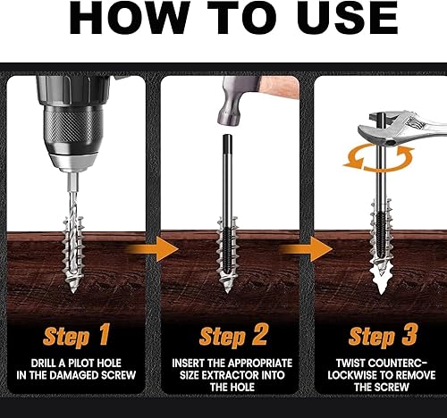Miniatura 4 de Greywolf Juego de extractor de tornillos de 6 piezas, hecho de 35 # Cr-Mo, extractor de pernos, juego de extractor de pernos de ranura en espiral,