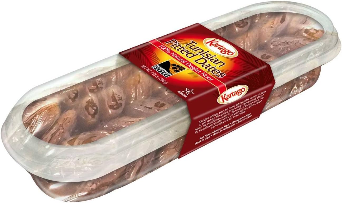 Pitted Dates - All Natural, Fat Free Deglet Noor Pitted Tunisian Dates from Kartago - 4-Pack, 7.05 Ounce