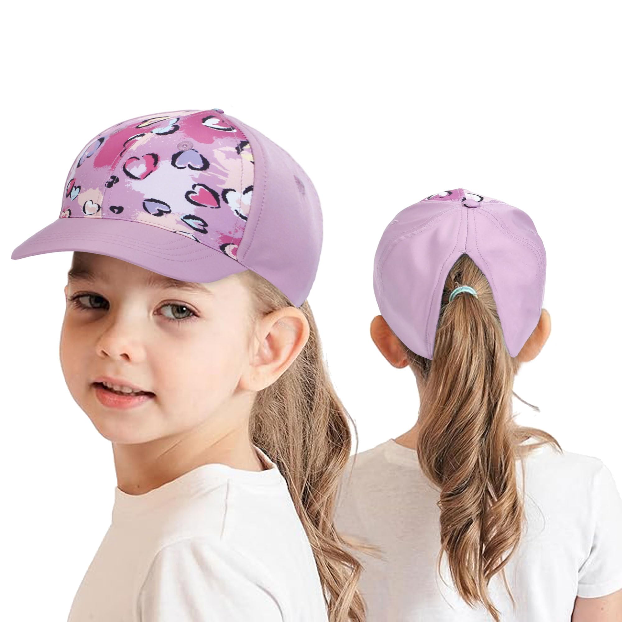Cappello da Baseball per Bambini, con Coda di Cavallo, per Ragazze e Ragazzi, Visiera Parasole UPF 50+, Cappello Estivo da Tennis, Cappello da Sole, Blu, Taglia Unica