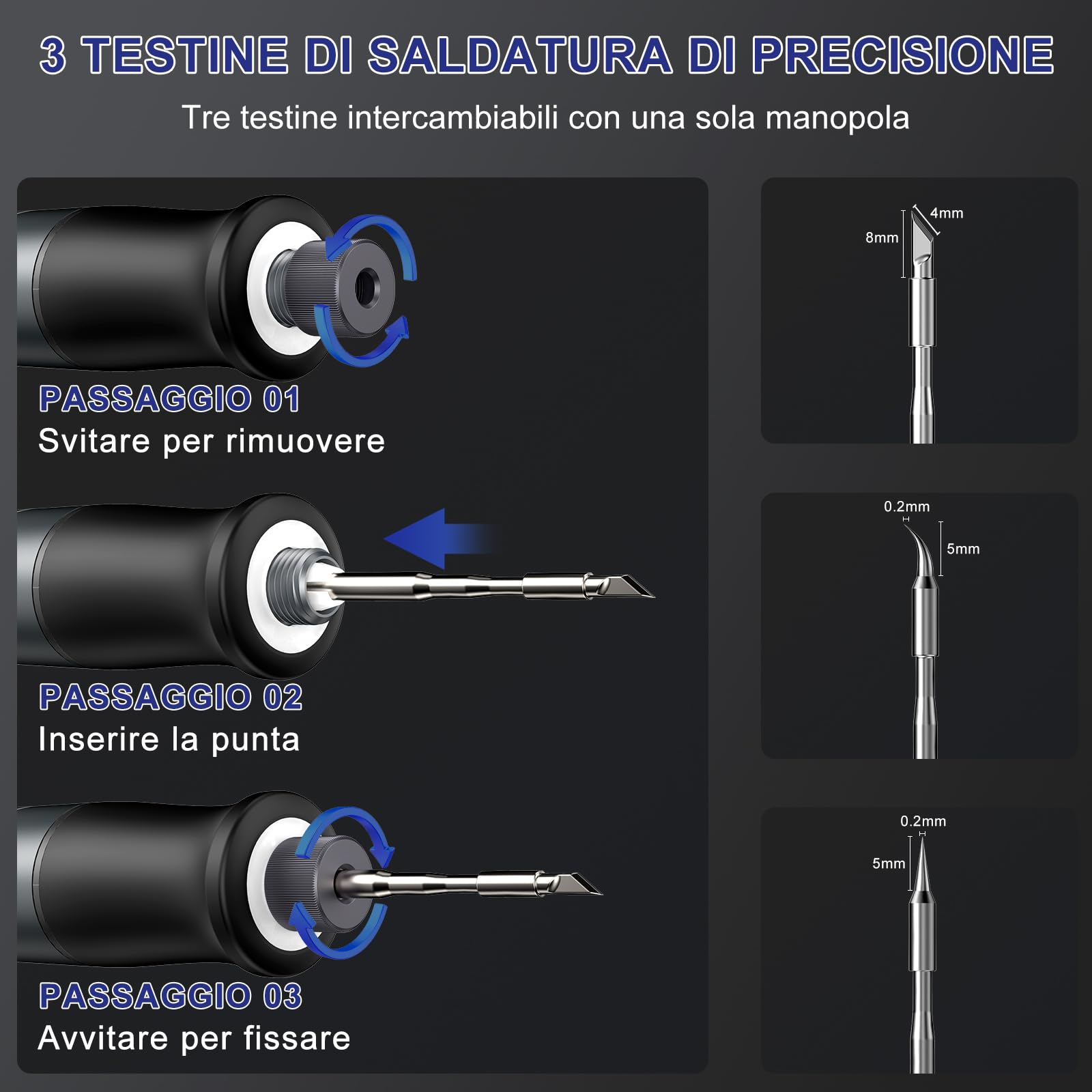 HYCHIKA Saldatore a Stagno a Batteria 2600mAh Riscaldamento Rapido 7s (200℃-450℃) Sospensione Spegnimento Auto