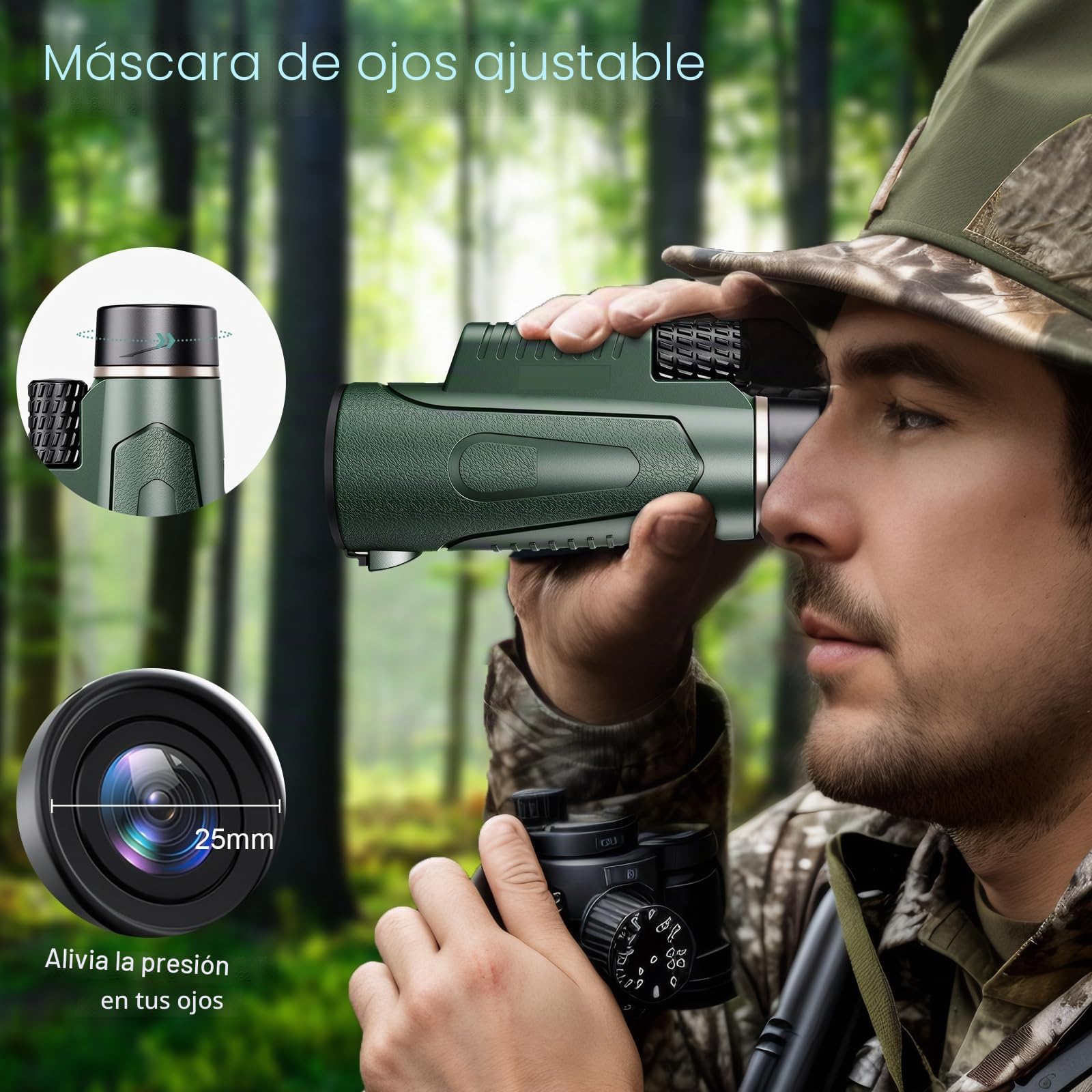 12 X 50 Telescopio Monocular Prisma BAK4 Revestimiento Múltiple Trípode Soporte para Smartphone Impermeable Monocular para Adultos para la Observación de Aves Senderismo Caza
