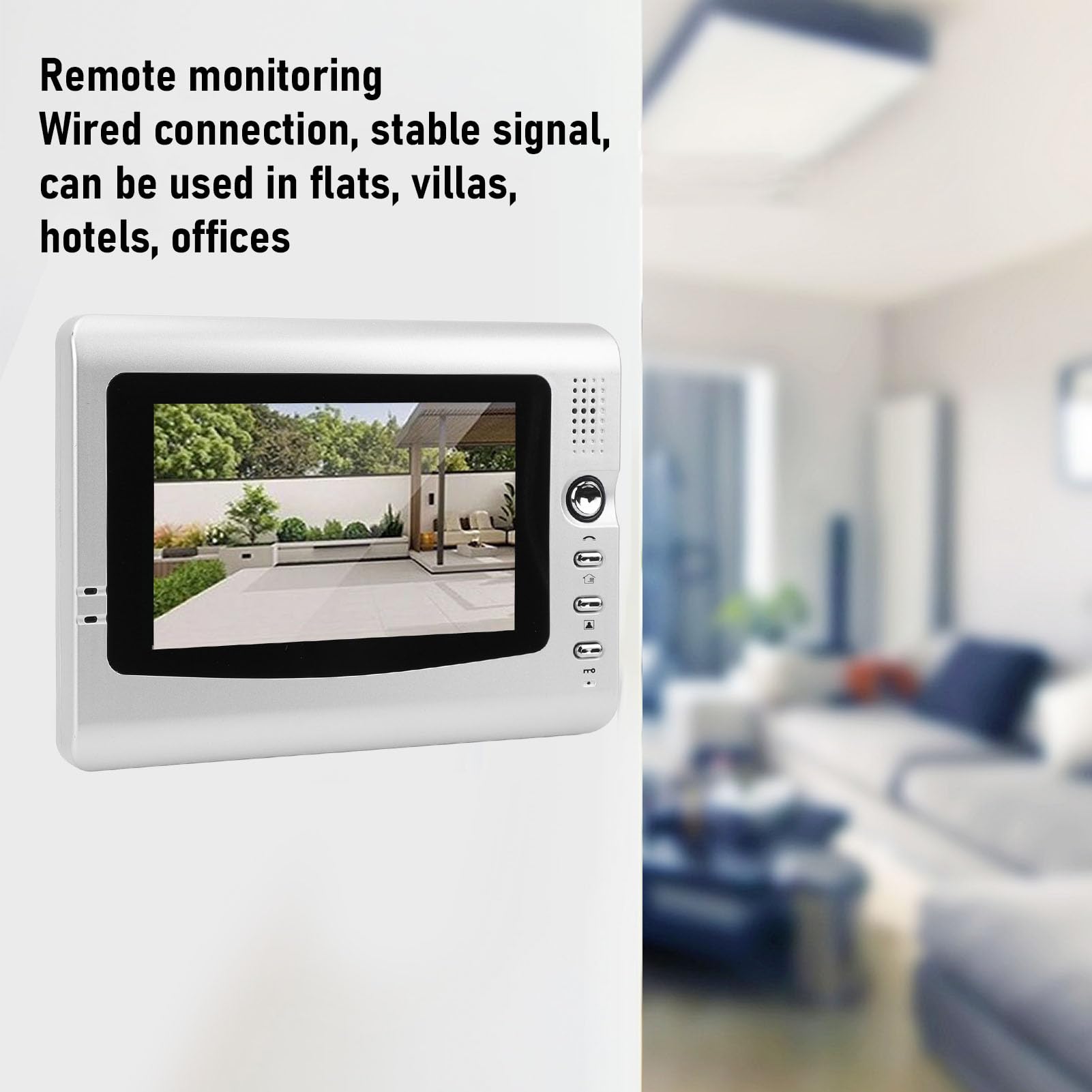 Sistemas Videocitofono Cablato, Monitor Videocitofono da 7 Pollici con Visione Notturna IR, Kit Videocitofono Supporto Monitoraggio, Sblocco, Citofono Bidirezionale per (argento
