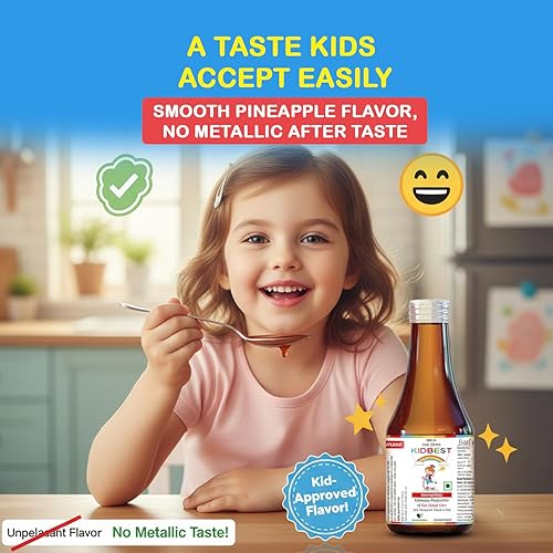 Miniatura 9 de HealthBest Jarabe líquido de hierro para niños, triple acción con ácido fólico y zinc, aumenta la hemoglobina, el apetito y la inmunidad, sin sabor