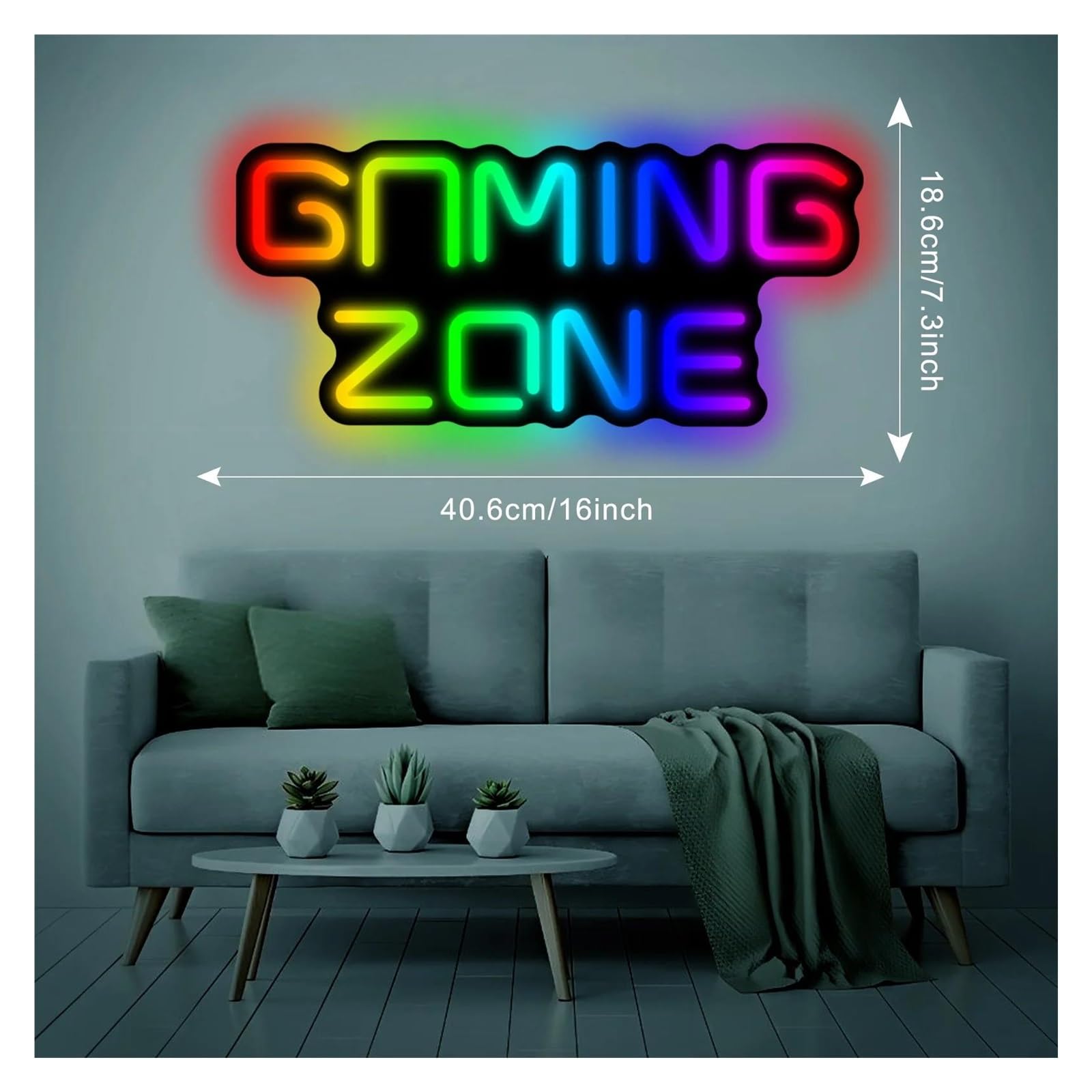 Luci al Neon Da Parete Insegna Al Neon Gaming Zone Con Luce Dimmerabile Per Sala Giochi Taverna, Camera Da Letto Amante Dei Videogiochi Negozio Festa Decorazione 40.6cmx18.6cm