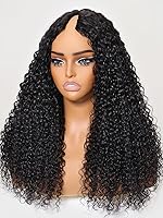 Vista 5 de UNICE EasiContour - Pelucas de cabello humano con parte en V, rizado tipo Jerry, sin pegamento, con clip, parte en V, mínima pérdida de cabello